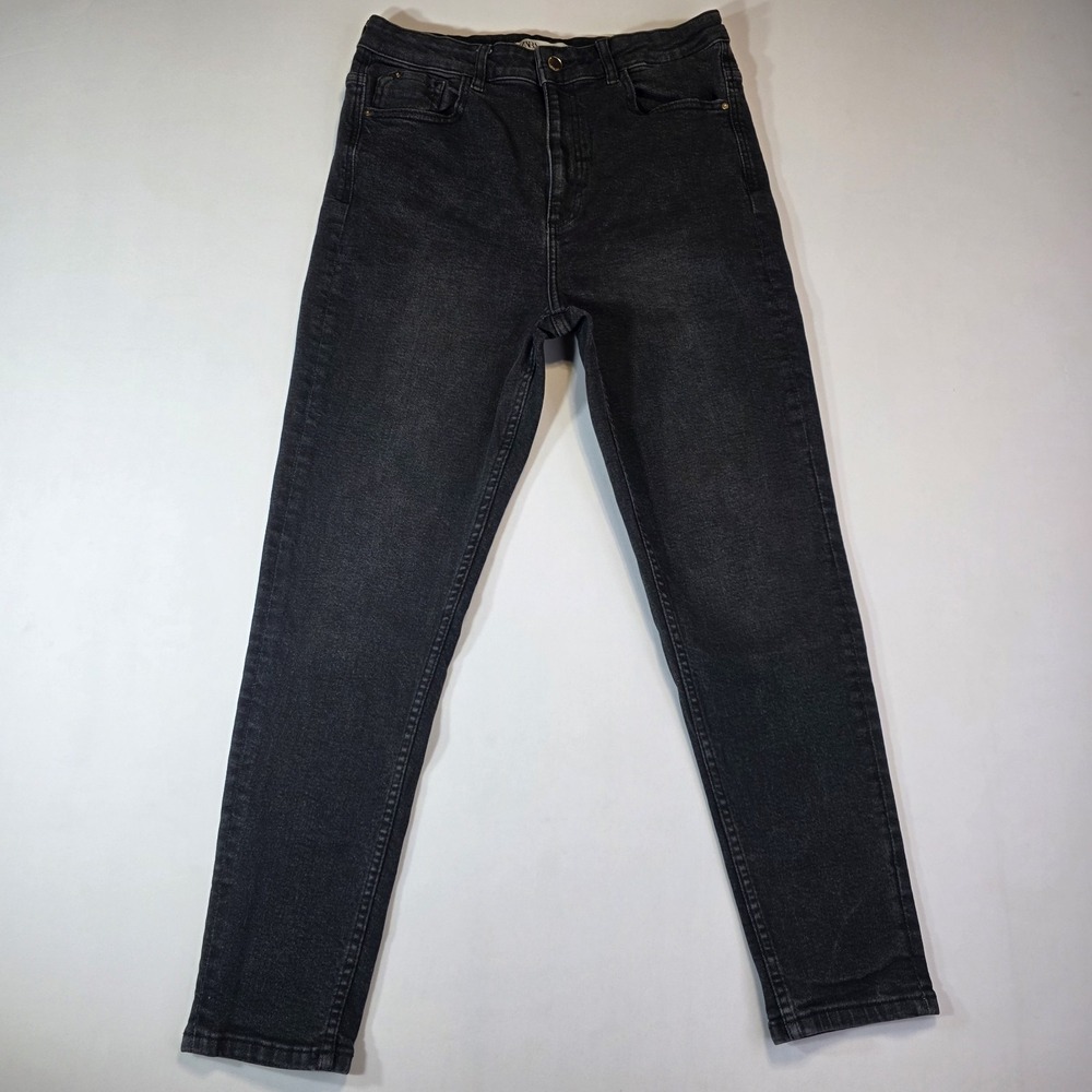 Zara Denim Collection Womens Faded Black Skinny Jeans Size 12 Stretch